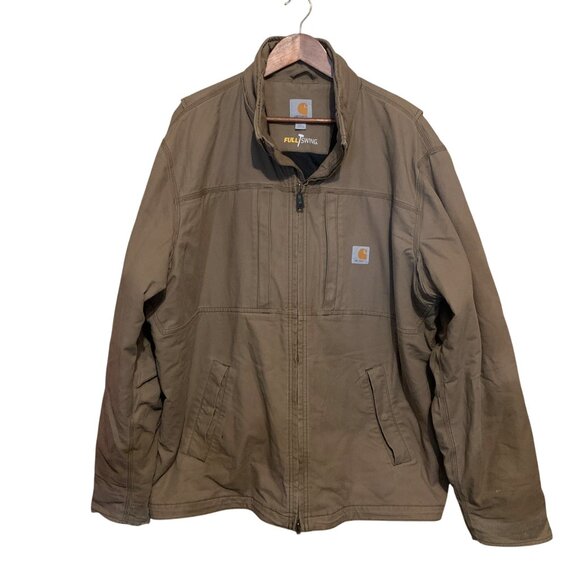 Carhartt Full Jacket Quick Duck Sz 2XL Canyon Brown Distressed Stained - Picture 2 of 16